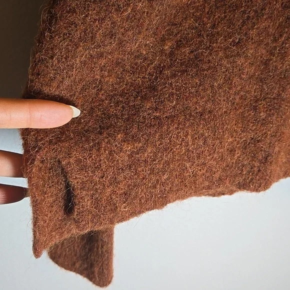 Madewell Carrabelle Polo Cardigan Alpaca Mohair Sweater In Heather Mahogany - Picture 9 of 14